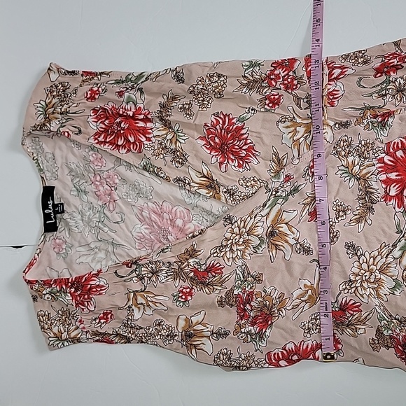 Lulu's Best In Bloom Blush Floral Print Wrap Dress/ Size L. - Picture 6 of 14